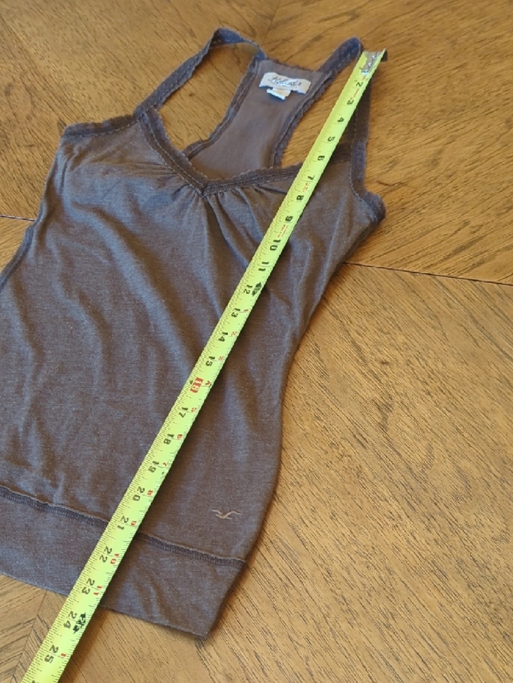 Y2K Hollister Women's Brown Lace-Trim Racerback Camisole Tank Top - Picture 5 of 8